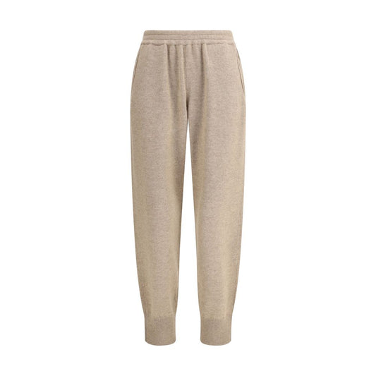 Brunello Cucinelli Beige Cashmere Pants with elastic waistband, two side welt pockets, ideal for casual occasions; 100% Kashmir.