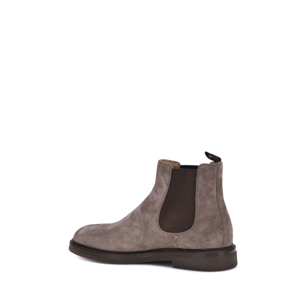 Brunello Cucinelli Brown Calf Leather Bos Taurus Chelsea Boots