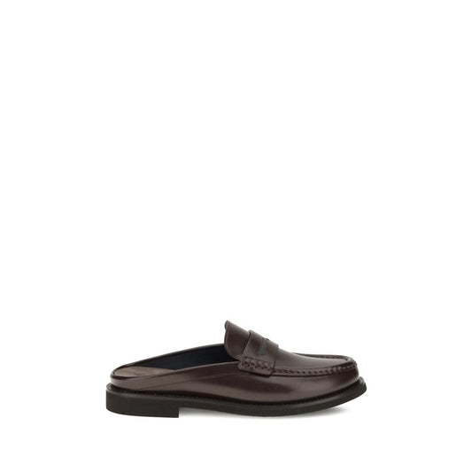 Brunello Cucinelli Brown Calf Leather Bos Taurus Slip-On Loafers Brunello Cucinelli