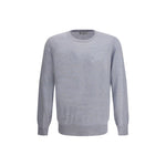 Brunello Cucinelli Cashmere and silk Sweater with ribbed crew neck and cuffs, showcasing a sophisticated mélange pattern.