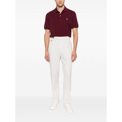 Brunello Cucinelli Embroidered cotton polo shirt
