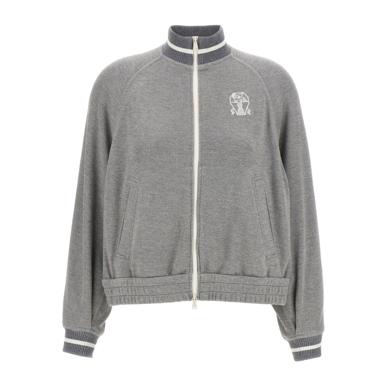 Brunello Cucinelli Ribbed-collar zip-up cardigan