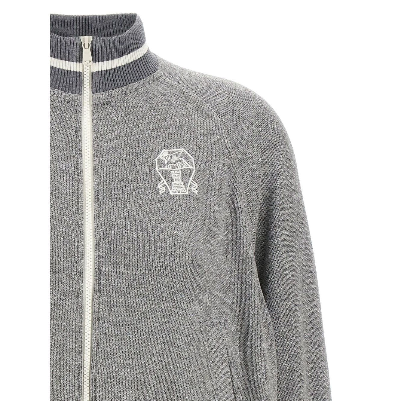 Brunello Cucinelli Ribbed-collar zip-up cardigan