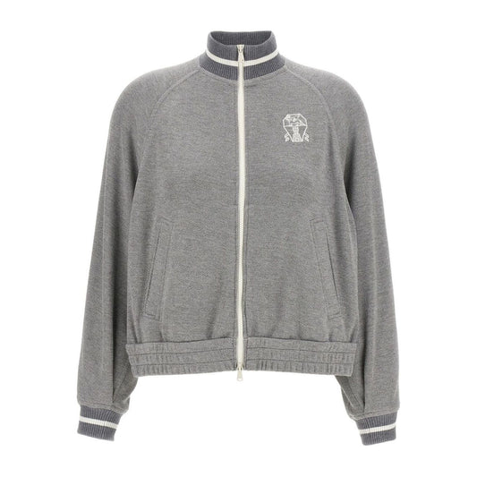 Brunello Cucinelli Ribbed-collar zip-up cardigan Topwear