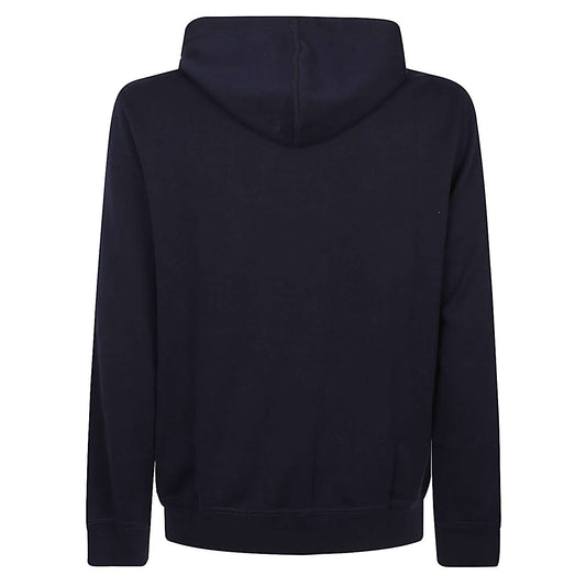 Brunello Cucinelli Sweaters Blue, cobalt blue hoodie with drawstring, long sleeves, and pouch pockets, ideal for stylish comfort.
