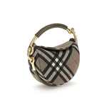 Elegant Burberry Brindle Clutch Bag with plaid design, top handle, and gold accents showcasing luxury and style.
