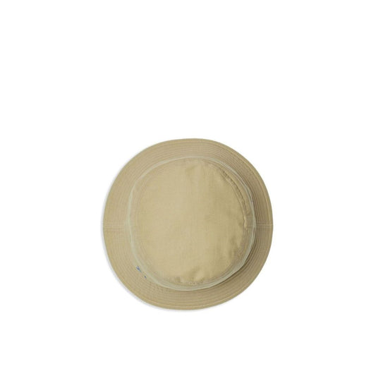 Top view of Burberry Cotton Bucket Cap with flat crown and wide brim, featuring Pegaso embroidery and Equestrian Knight motif.