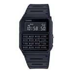 CASIO VINTAGE Mod. CALCULATOR EDGY COLLECTION - FULL BLACK unisex multifunction quartz wristwatch with resin strap and mineral dial.
