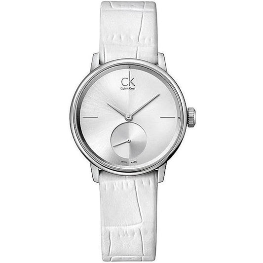 CALVIN KLEIN Mod. ACCENT - Small Second women's wristwatch, stainless steel case, leather strap, quartz movement, official packaging.