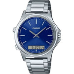CASIO COLLECTION Mod. ANA-DIGIT ALARM - BLUE wristwatch with stainless steel case and bracelet, quartz movement, day & date functions.