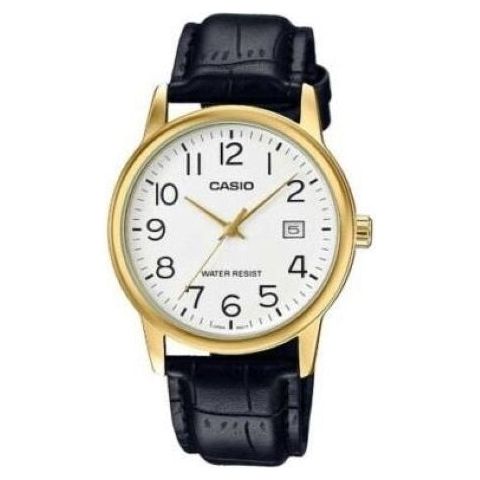 CASIO COLLECTION Mod. DATE GOLD. LEATHER - WHITE Category - Watches,Gent Ready stocked Watches,Men,READY STOCKED WATCHES,Wristwatch