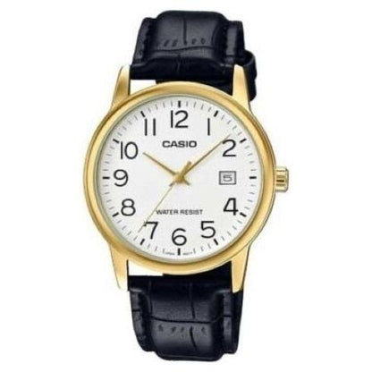 CASIO COLLECTION Mod. DATE GOLD. LEATHER - WHITE Category - Watches,Gent Ready stocked Watches,Men,READY STOCKED WATCHES,Wristwatch