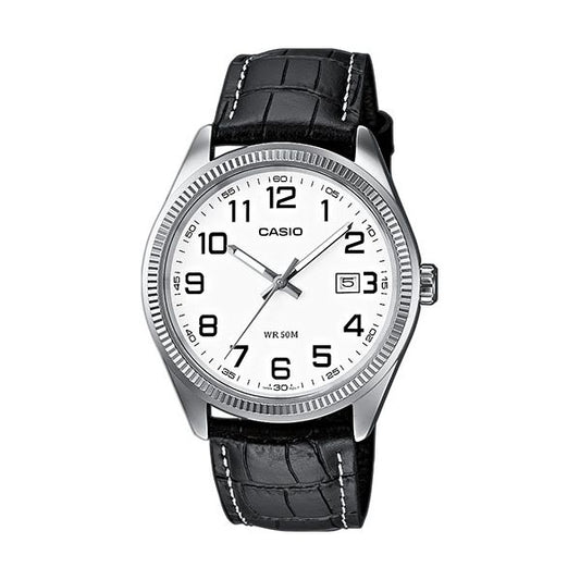 CASIO COLLECTION Mod. DATE. LEATHER - WHITE. NUMBERS Category - Watches,Gent Ready stocked Watches,Men,READY STOCKED WATCHES,Watches - Accessories,Wristwatch