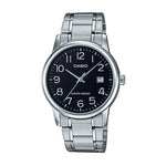 CASIO COLLECTION Mod. DATE STEEL - BLACK wristwatch with stainless steel case and bracelet, quartz movement, 3 ATM water resistance.