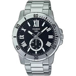 CASIO COLLECTION Mod. DIVER DATE - BLACK gent wristwatch with black dial, stainless steel case, and bracelet. Water resistant, official packaging.