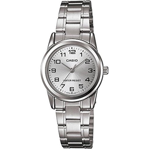 CASIO COLLECTION Mod. LADY 3H - SILVER wristwatch with stainless steel case and strap, quartz movement, water resistant to 3 ATM.