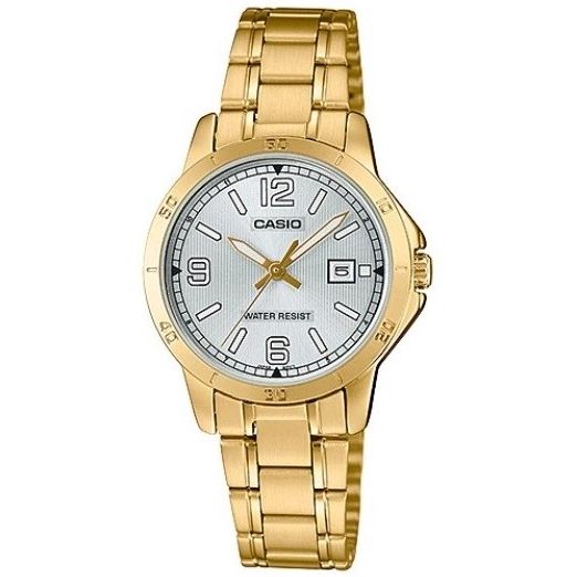 CASIO COLLECTION Mod. LADY DATE. GOLD - SILVER wristwatch, quartz movement, gold stainless steel strap, 32mm case, water resistant 3 ATM.