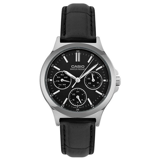 CASIO COLLECTION Mod. LADY MULTIFUNCTION. LEATHER - BLACK WATCHES