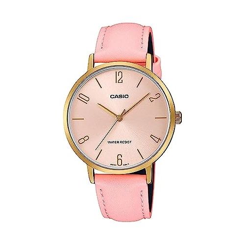 CASIO COLLECTION Mod. MINIMAL GOLD, LEATHER - PINK Lady,READY STOCKED WATCHES,Wristwatch