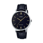 CASIO COLLECTION Mod. MINIMAL. LEATHER - BLACK wristwatch with stainless steel case and black leather strap for ladies.