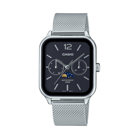 CASIO COLLECTION Mod. MOONPHASES - BLACK MESH WATCHES