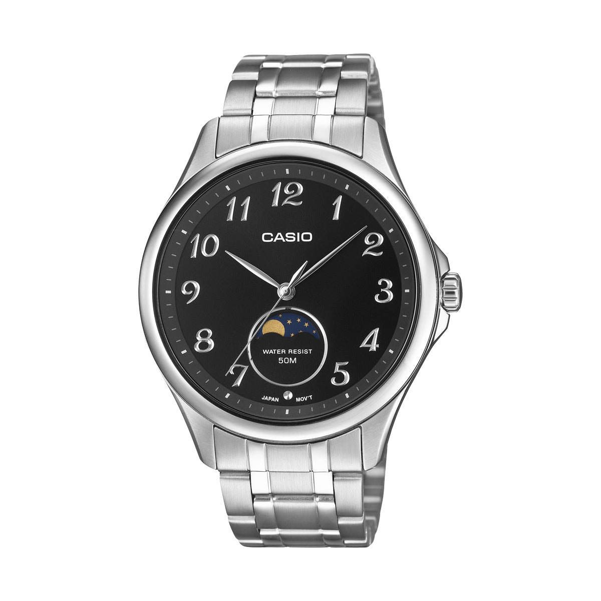 CASIO COLLECTION Mod. MOONPHASES - SILVER Gent,READY STOCKED WATCHES,Wristwatch