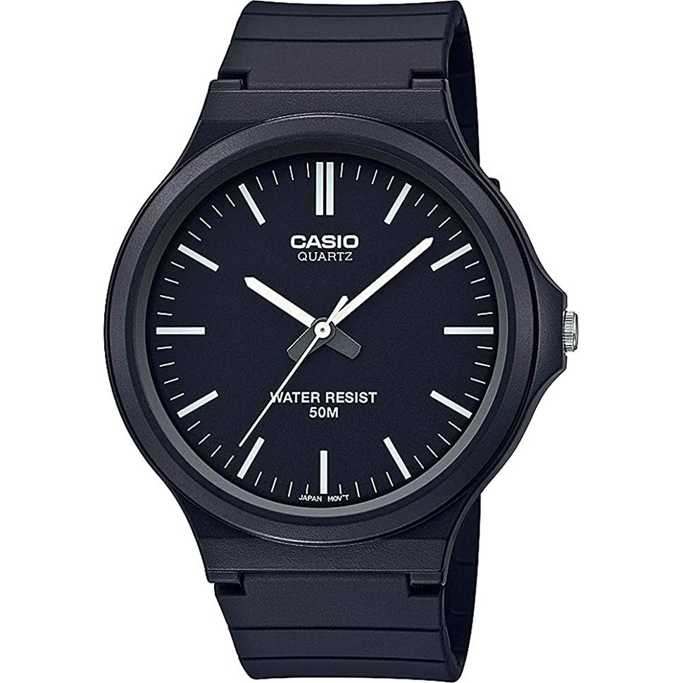 CASIO COLLECTION Mod. SIMPLE INDEX - BLACK wristwatch, 43.5mm resin case, water resistant 5 ATM, quartz movement, gent's watch.