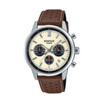 CASIO EDIFICE Mod. STANDARD CHRONOGRAPH - CHAMPAGNE watch with brown leather strap and champagne dial.