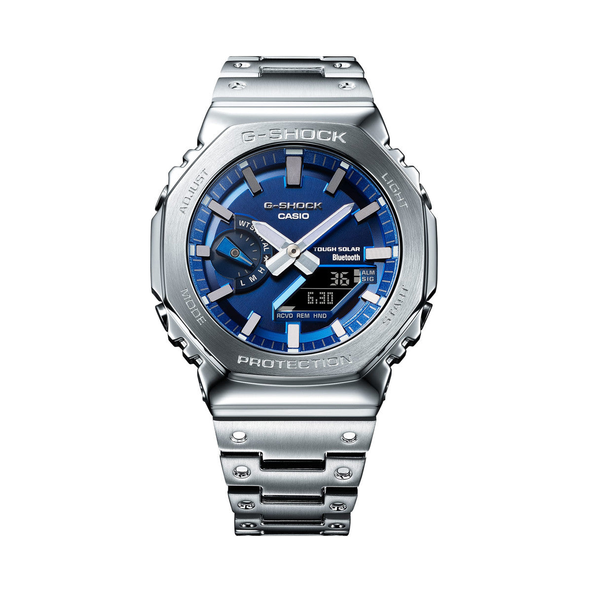 CASIO G-SHOCK MASTER OF G Mod. OAK FULL METAL Bluetooth®, stainless steel wristwatch, water resistant, multifunction solar movement.