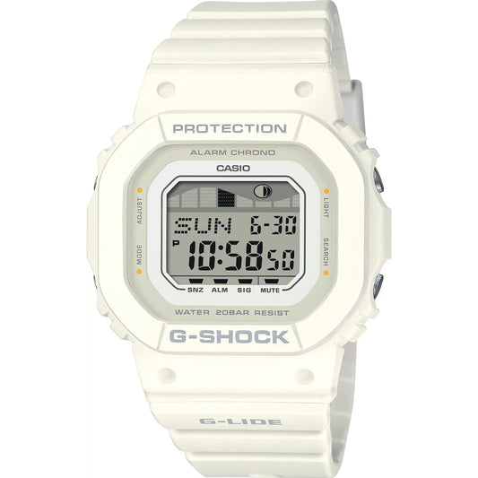 CASIO G-SHOCK Mod. G-LIDE White - SURF TIDE GRAPHS unisex wristwatch, 20 ATM water resistance, resin case and strap, multifunction quartz movement.
