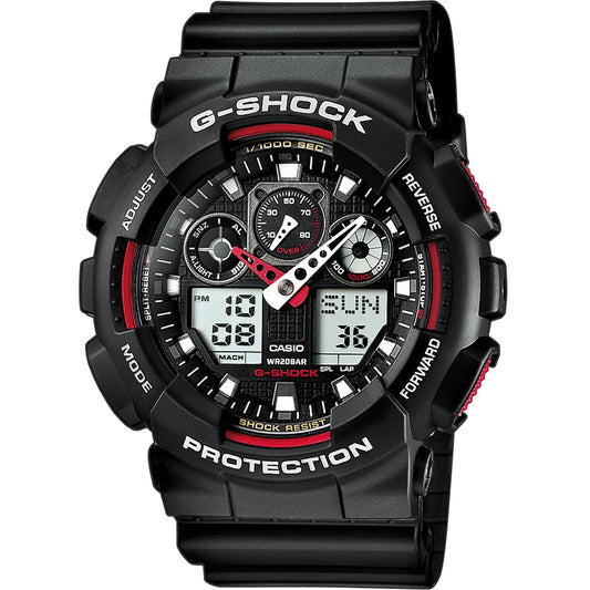 CASIO G-SHOCK Mod. GS BASIC wristwatch with 20 ATM water resistance, resin case and strap, quartz movement, multifunction features.