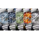 Collection of CASIO G-SHOCK Mod. OAK G-STEEL PETROL BLUE watches in various colors showcasing rugged design and functionality.