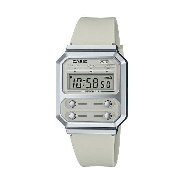 CASIO VINTAGE Mod. EDGY COLLECTION - CREAM ***SPECIAL PRICE*** wristwatch with splash-proof resin case and silicone strap.