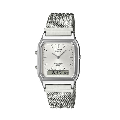CASIO VINTAGE Mod. EDGY COLLECTION SUNRAY DIAL - MESH STRAP, SILVER