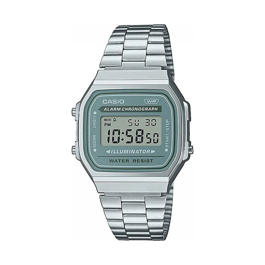 CASIO VINTAGE Mod. ICONIC - AVIO unisex wristwatch with resin case, metal strap, quartz movement, 3 ATM water resistance, multifunction dial.