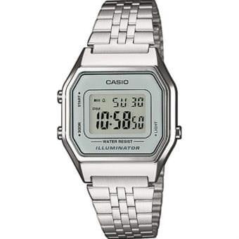 CASIO VINTAGE Mod. ICONIC LADY LIGHT GREY wristwatch with SS bracelet and quartz movement. Unisex resin case, mineral dial.