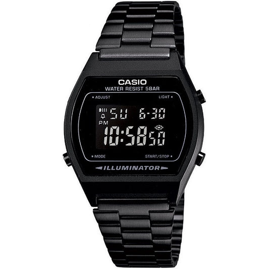 CASIO VINTAGE Mod. ILLUMINATOR BLACK unisex wristwatch with metal strap and case, quartz movement, multifunction dial, official packaging