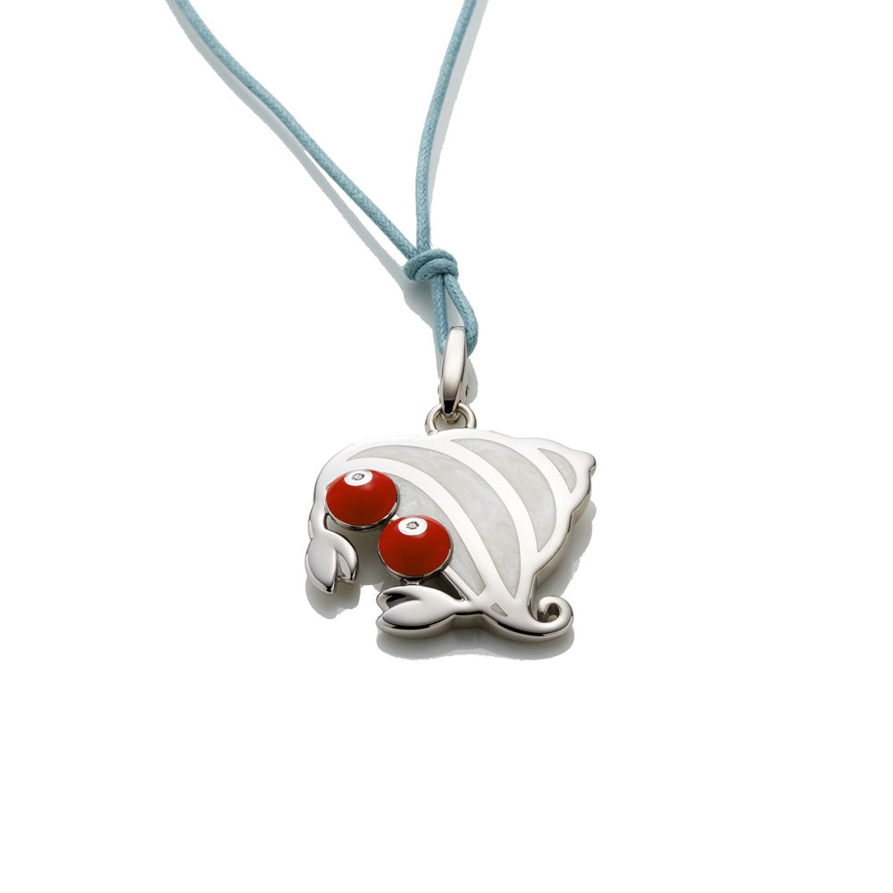 Silver pendant from CHARMS CHANTECLER MOD. 35587 collection featuring red accents on a teal cord.