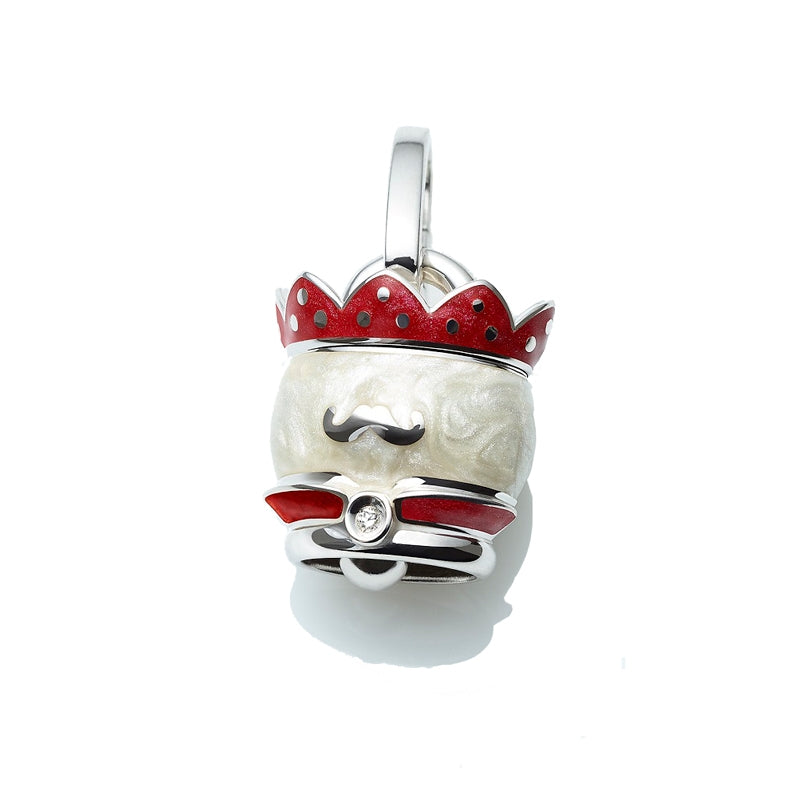 CHARMS CHANTECLER MOD. 36112 - Elegant charm with crown and mustache design in silver and red enamel.