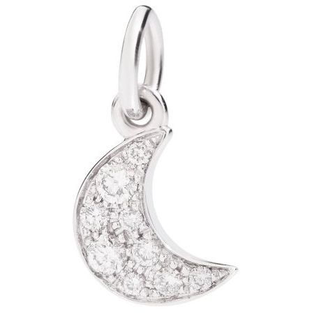 Image of crescent moon jewelry charm, model CHARMS DODO MOD. DMB9032MOONSDB0OB, with sparkling details.
