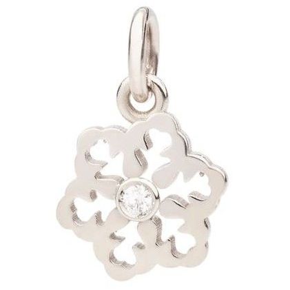 CHARMS DODO MOD. DMC0025SNOWXDB0OB silver flower-shaped charm with crystal center