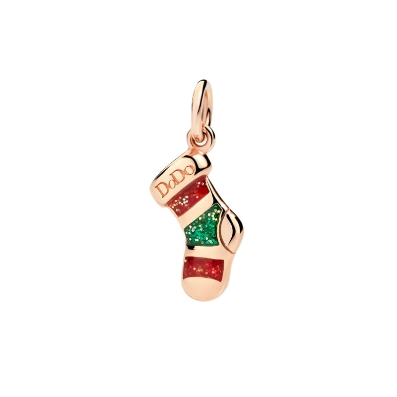 CHARMS DODO MOD. DMC0030XSOCKERV9R holiday stocking charm with vibrant red and green enamel accents.