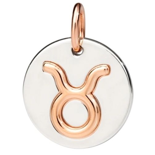 CHARMS DODO MOD. DMC2005ZODTO0009A zodiac charm in silver and rose gold with Taurus symbol.