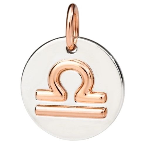 CHARMS DODO MOD. DMC2006ZODBI0009A featuring a Libra zodiac sign in rose gold on a silver medallion pendant.