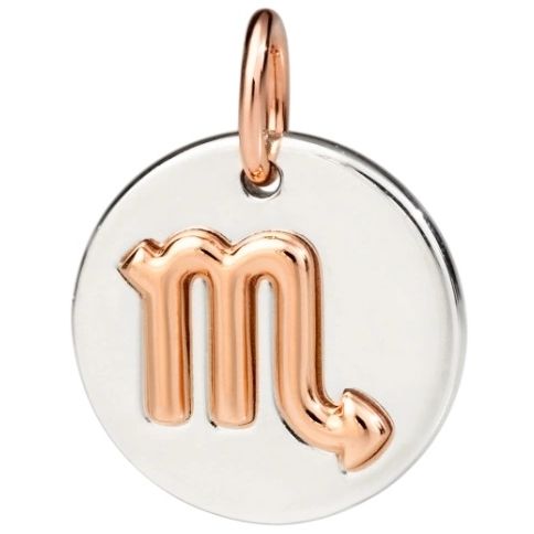 Alt Tag: CHARMS DODO MOD. DMC2011ZODSC0009A zodiac symbol pendant, silver and rose gold design, charm detail