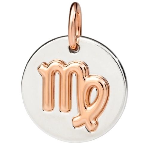 Gold and silver zodiac charm pendant featuring Virgo symbol, CHARMS DODO MOD. DMC2014ZODVE0009A.
