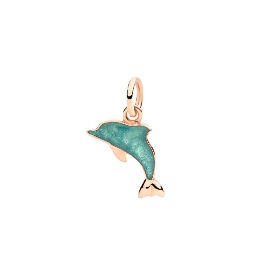 CHARMS DODO MOD. DMC4010DOLPSEPT9R dolphin-shaped charm in rose gold and teal enamel finish