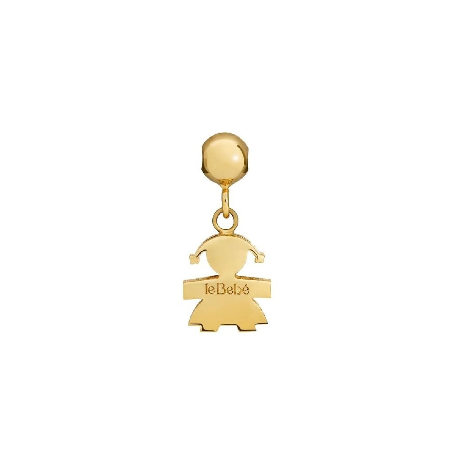 Gold charm featuring CHARMS LE BEBE MOD. LBB971 design, shaped like a child with 'leBebè' engraving, elegant accessory
