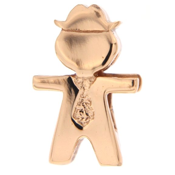 CHARMS RUE DES MILLE MOD. XR-013 gold charm shaped like a stylized person with hat and tie