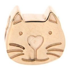 Alt Tag: CHARMS RUE DES MILLE MOD. XR-018 gold cat charm with engraved heart nose and whiskers